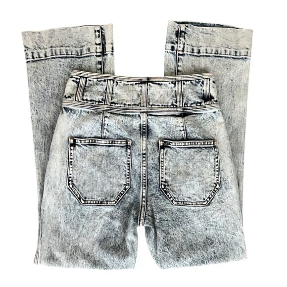 Ulla Johnson Ellis Flare Leg Jeans Acid Wash Sz 2 Cropped High Rise Button Fly - Picture 8 of 11